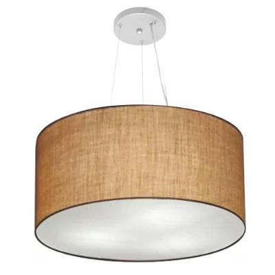 Lustre Pendente Cilíndrico Vivare Md-4189 Cúpula Em Tecido 50x30cm - Bivolt Palha 127/220v