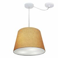 Lustre Pendente Cone Com Desvio De Centro Vivare Md-4280 Cúpula Em Tecido 30x40cm - Bivolt Palha 127/220v - 1