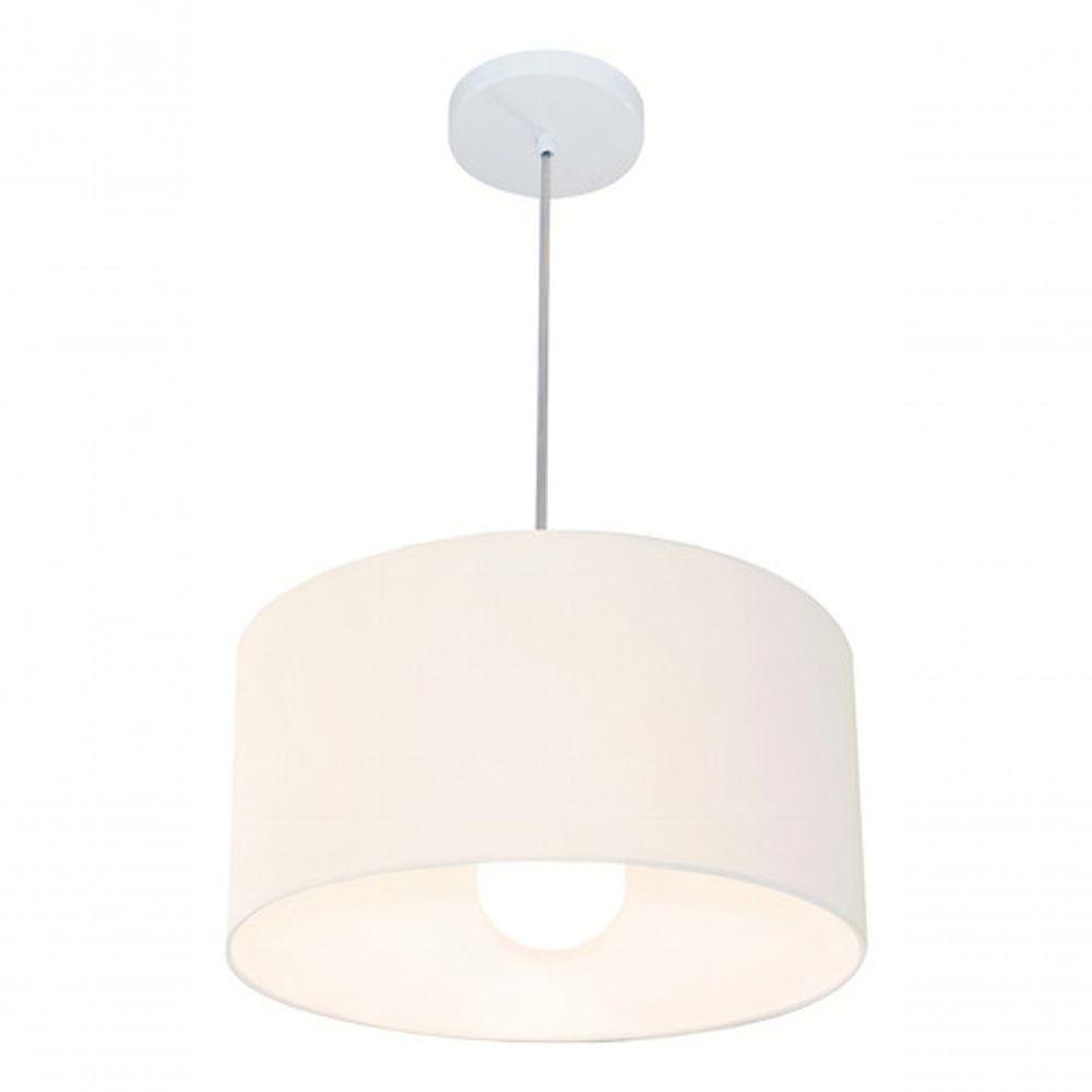 Lustre Pendente Cilíndrico Md-4031 Cúpula Em Tecido 40x21cm Branco - Bivolt - 3