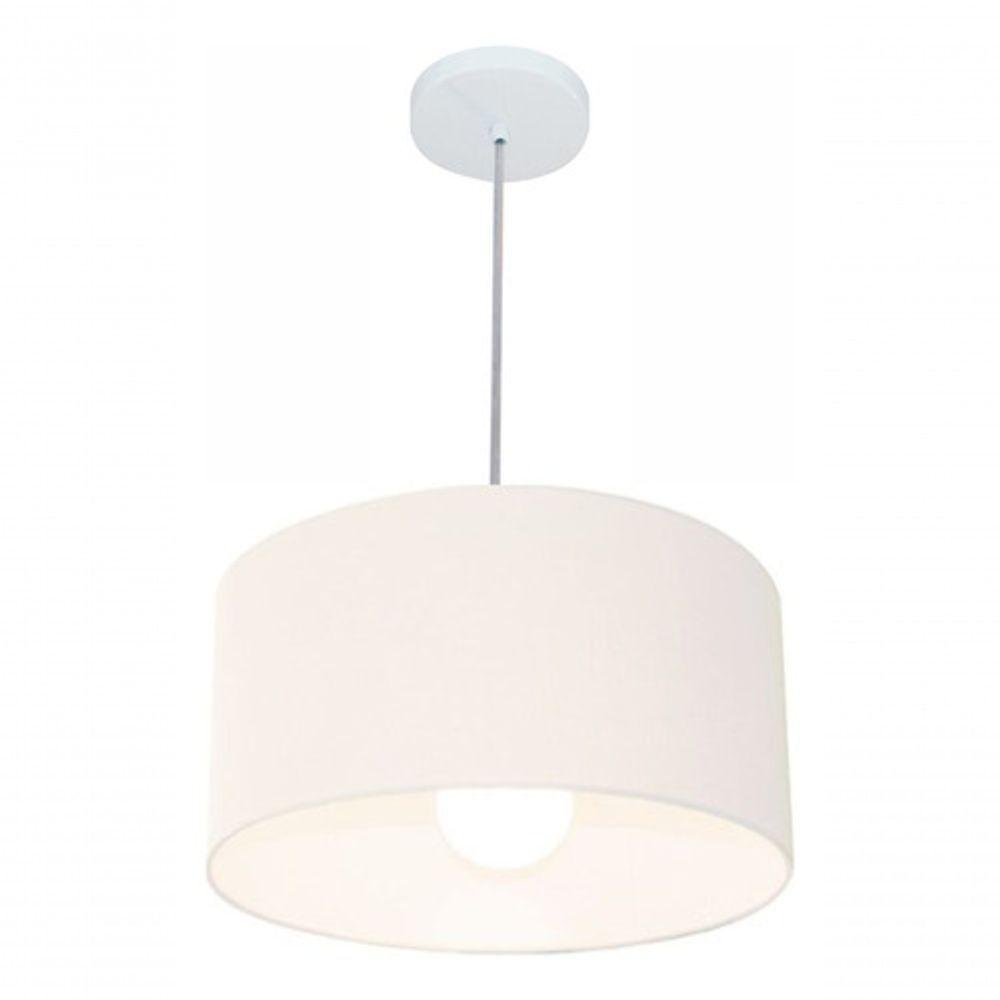 Lustre Pendente Cilíndrico Md-4031 Cúpula Em Tecido 40x21cm Branco - Bivolt - 5
