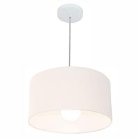 Lustre Pendente Cilíndrico Md-4031 Cúpula Em Tecido 40x21cm Branco - Bivolt - 1