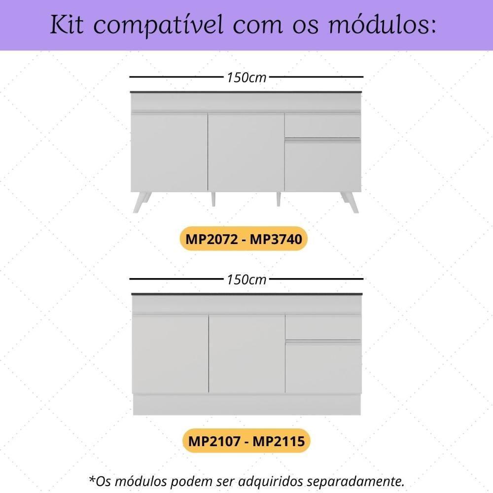 Kit 6 Pés Palito Retrô Para Balcão De Cozinha 150cm Veneza Multimóveis Mp3084 Branco - 2