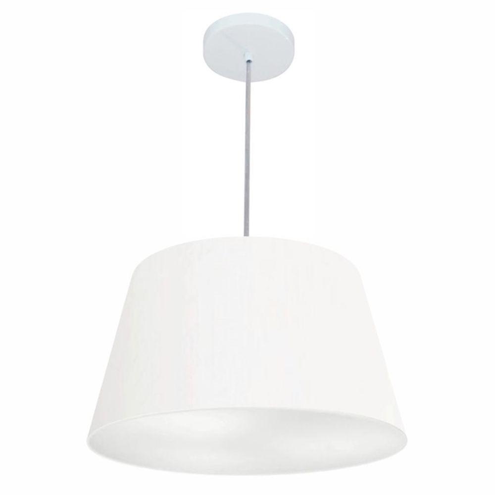 Lustre Pendente Cone Md-4021 Cúpula Em Tecido 21/40x30cm Branco - Bivolt - 1