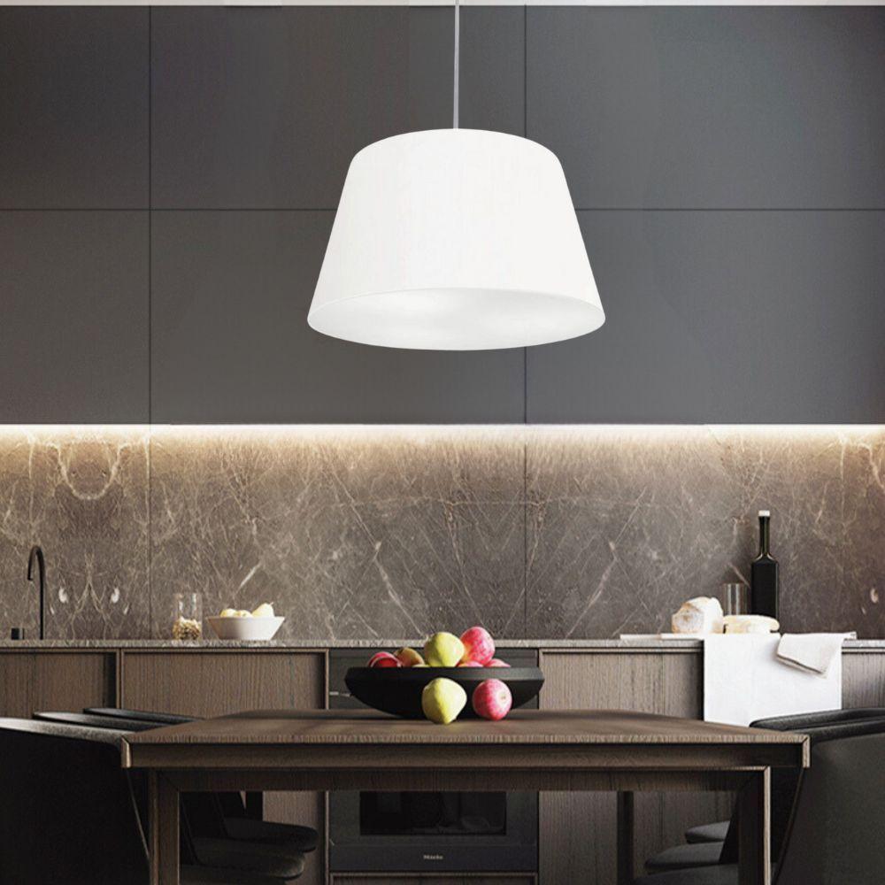 Lustre Pendente Cone Md-4021 Cúpula Em Tecido 21/40x30cm Branco - Bivolt - 3