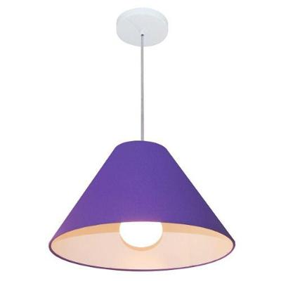 Lustre Pendente Cone Vivare Md-4078 Cúpula Em Tecido 25/40x15cm - Bivolt Roxo 127/220v