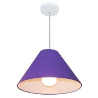Lustre Pendente Cone Vivare Md-4078 Cúpula Em Tecido 25/40x15cm - Bivolt Roxo 127/220v - 1