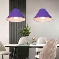 Lustre Pendente Cone Vivare Md-4078 Cúpula Em Tecido 25/40x15cm - Bivolt Roxo 127/220v - 3
