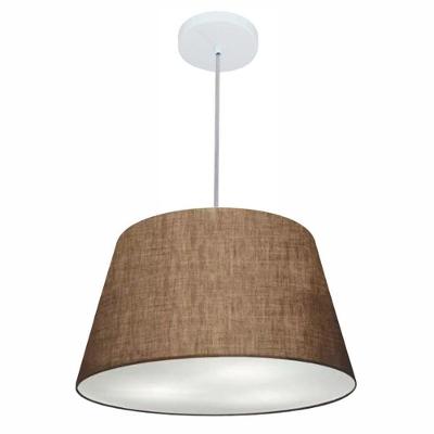 Lustre Pendente Cone Md-4021 Cúpula Em Tecido 21/40x30cm Café - Bivolt