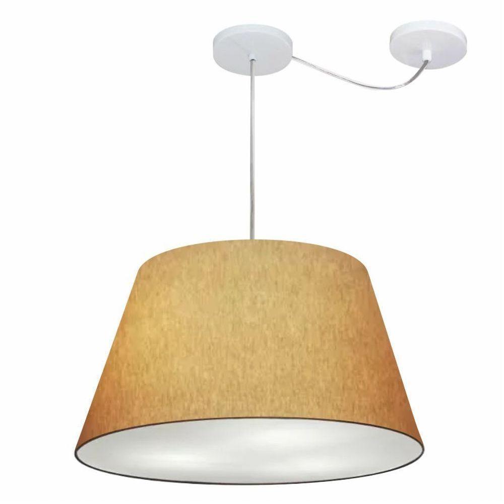 Lustre Pendente Cone Com Desvio Md-4278 Cúpula 30/35x50cm Palha - Bivolt - 1