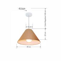 Lustre Pendente Cone Vivare Md-4078 Cúpula Em Tecido 25/40x15cm - Bivolt Palha 127/220v - 2