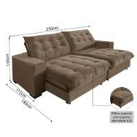 Sofá Califórnia Retrátil E Reclinável 5 Lugares 2,50m Com Molas Ensacadas E Pillow Castor - 3