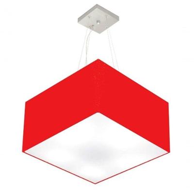 Lustre Pendente Quadrado Vivare Md-4075 Cúpula Em Tecido 30/50x50cm - Bivolt Vermelho 127/220v