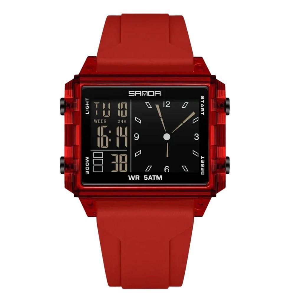 Relógio Analógico Digital 6273 Luminoso À Prova Da Água Sanda Vermelho - 1
