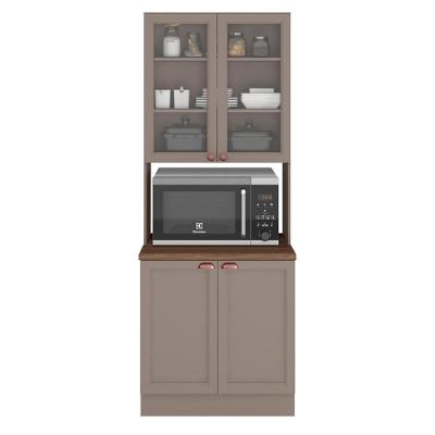 Paneleiro Duplo Cristaleira Unna 4 Portas E 1 Forno Gris - Poliman Móveis Gris