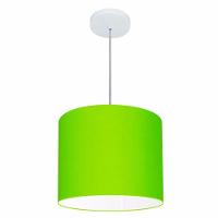 Lustre Pendente Cilíndrico Vivare Md-4143 Cúpula Em Tecido 35x25cm - Bivolt Verde-limão 127/220v - 2