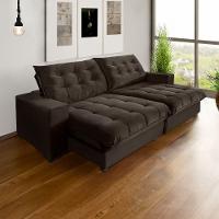 Sofá Califórnia Retrátil E Reclinável 3 Lugares 2,10m Com Molas Ensacadas E Pillow Marrom - 1