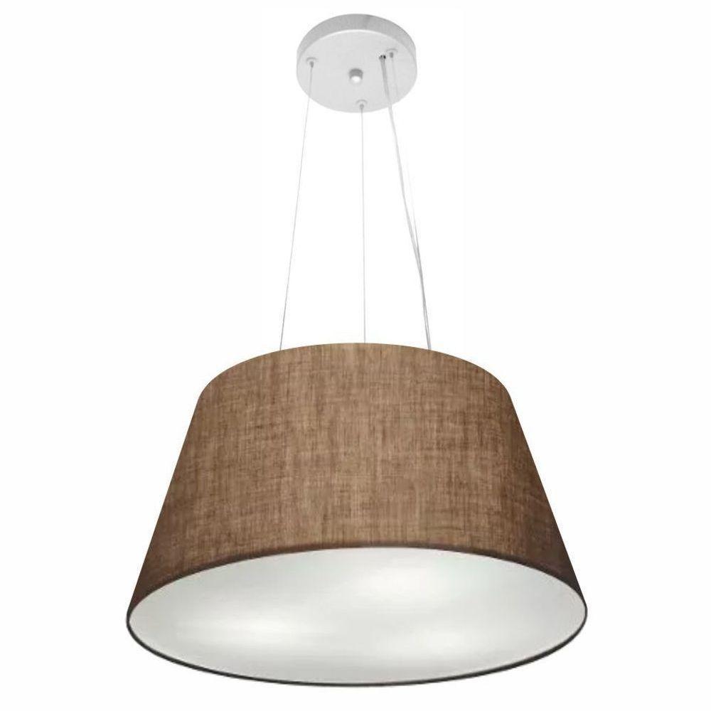 Lustre Pendente Cone Vivare Md-4001 Cúpula Em Tecido 21/40x30cm - Bivolt Café 127/220v - 1
