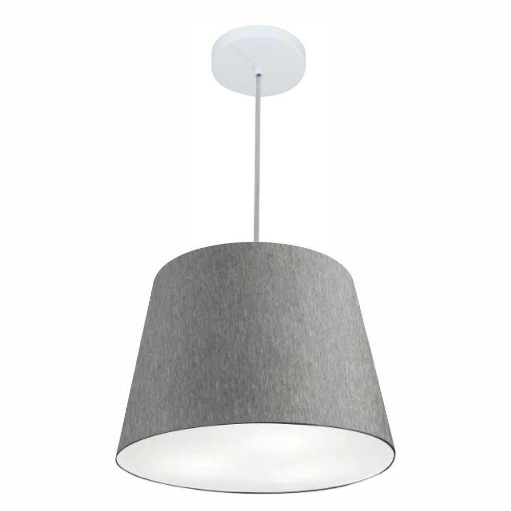 Lustre Pendente Cone Md-4155 Cúpula Em Tecido 30/40x30cm Rustico Cinza - Bivolt - 1