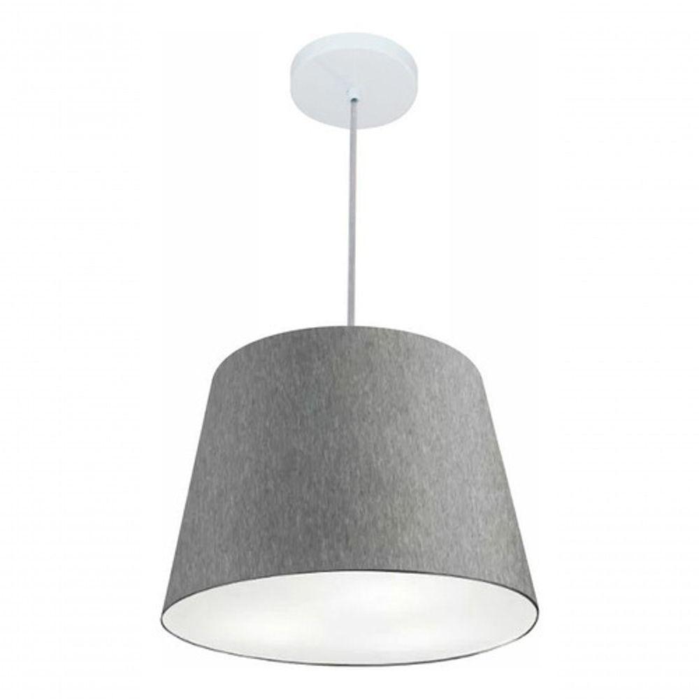 Lustre Pendente Cone Md-4155 Cúpula Em Tecido 30/40x30cm Rustico Cinza - Bivolt - 4