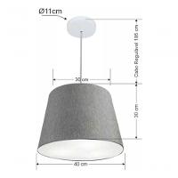 Lustre Pendente Cone Md-4155 Cúpula Em Tecido 30/40x30cm Rustico Cinza - Bivolt - 5