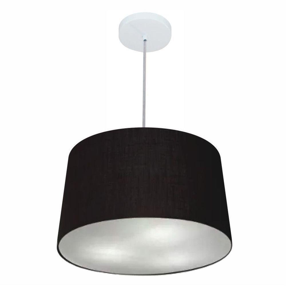 Lustre Pendente Cone Md-4247 Cúpula Em Tecido 30/45x40cm Preto - Bivolt - 1