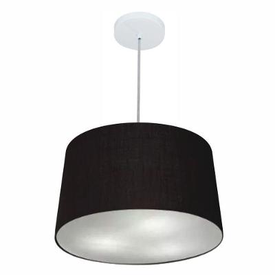 Lustre Pendente Cone Md-4247 Cúpula Em Tecido 30/45x40cm Preto - Bivolt