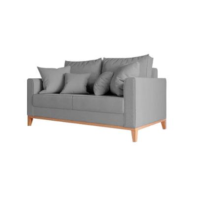 Sofá Beny Para Amamentação Base Madeira Maciça Linho Cinza