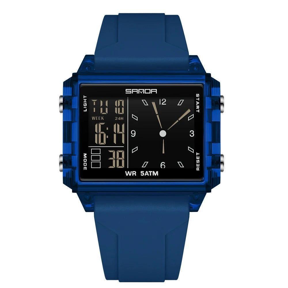 Relógio Analógico Digital 6273 Luminoso À Prova Da Água Sanda Azul - 1