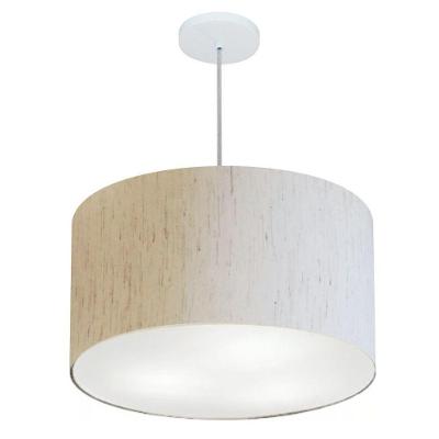 Lustre Pendente Cilíndrico Vivare Md-4257 Cúpula Em Tecido 45x30cm - Bivolt Linho Bege 127/220v