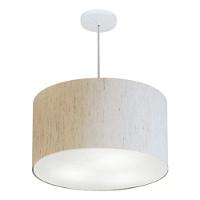 Lustre Pendente Cilíndrico Vivare Md-4257 Cúpula Em Tecido 45x30cm - Bivolt Linho Bege 127/220v