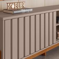 Rack Bancada New Aurora 188cm Grigio Fosco-cinamomo Mel Para Tv Até 75 - Mobler Grigio Fosco-cinamomo Mel - 3