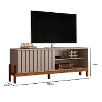 Rack Bancada New Aurora 188cm Grigio Fosco-cinamomo Mel Para Tv Até 75 - Mobler Grigio Fosco-cinamomo Mel - 7