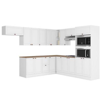 Cozinha Modulada Unna 10 Peças Torre Quente 2 Fornos E Balcão 120cm Branco Com Tampo Mdp - Poliman Móveis Branco