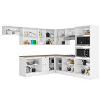 Cozinha Modulada Unna 10 Peças Torre Quente 2 Fornos E Balcão 120cm Branco Com Tampo Mdp - Poliman Móveis Branco - 3