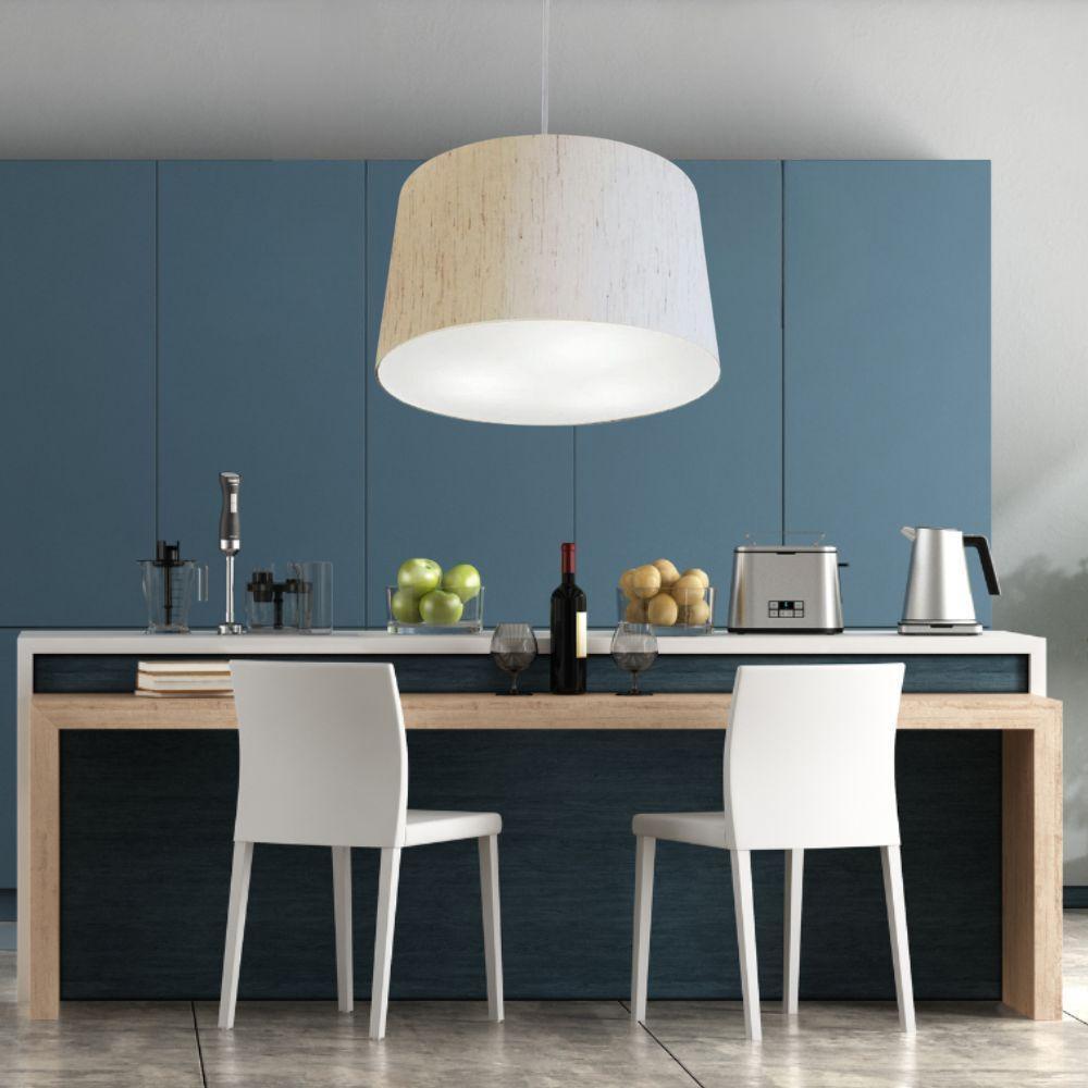 Lustre Pendente Cone Md-4156 Cúpula Em Tecido 30/45x40cm Linho Bege - Bivolt - 3