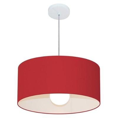 Lustre Pendente Cilíndrico Md-4052 Cúpula Em Tecido 50x21cm Bordo - Bivolt