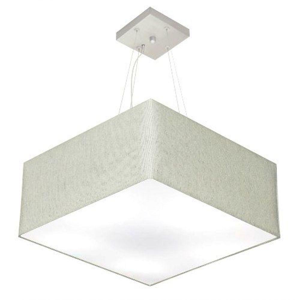 Lustre Pendente Quadrado Vivare Md-4006 Cúpula Em Tecido 21/50x50cm - Bivolt Rustico-cinza 127/220v - 1