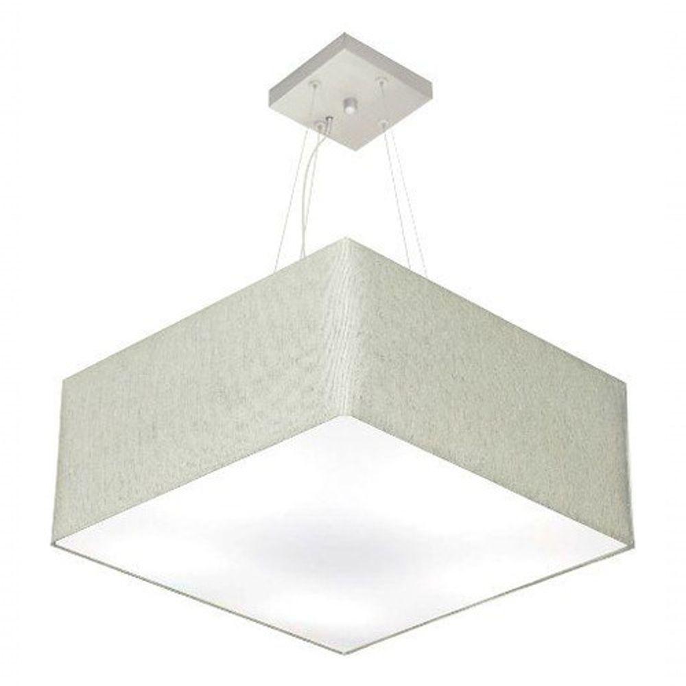 Lustre Pendente Quadrado Vivare Md-4006 Cúpula Em Tecido 21/50x50cm - Bivolt Rustico-cinza 127/220v - 3