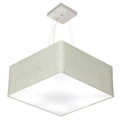 Lustre Pendente Quadrado Vivare Md-4006 Cúpula Em Tecido 21/50x50cm - Bivolt Rustico-cinza 127/220v