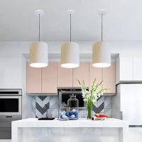 Kit/3 Lustre Pendente Cilíndrico Md-4012 Cúpula Em Tecido 18x25cm Linho Bege - Bivolt - 4