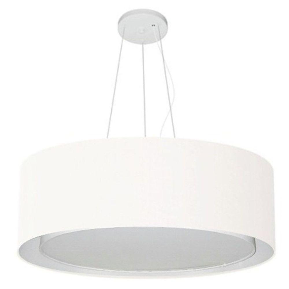 Lustre Pendente Cilíndrico Duplo Vivare Md-4126 Cúpula Em Tecido 80x30cm - Bivolt Branco 127/220v - 1