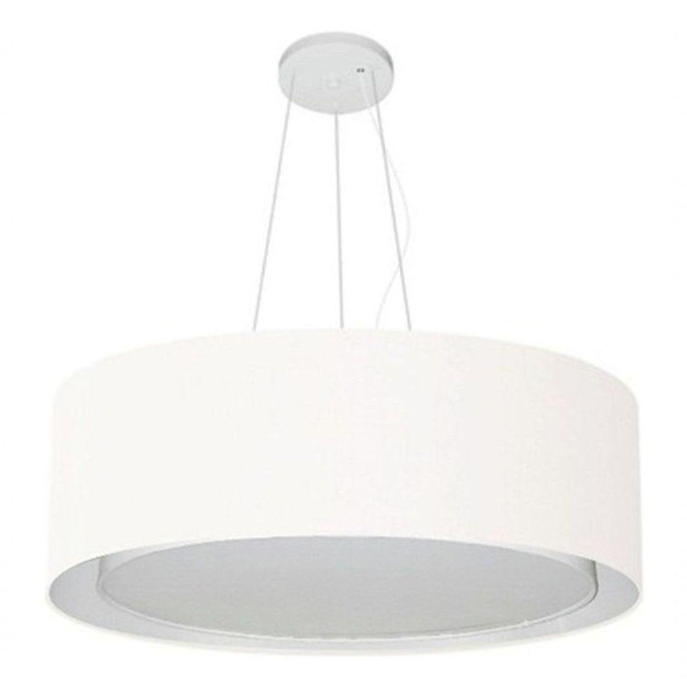 Lustre Pendente Cilíndrico Duplo Vivare Md-4126 Cúpula Em Tecido 80x30cm - Bivolt Branco 127/220v - 3