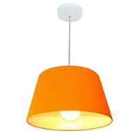 Lustre Pendente Cone Md-4039 Cúpula Em Tecido 21/40x30cm Laranja - Bivolt - 1