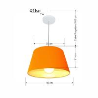Lustre Pendente Cone Md-4039 Cúpula Em Tecido 21/40x30cm Laranja - Bivolt - 2