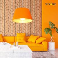 Lustre Pendente Cone Md-4039 Cúpula Em Tecido 21/40x30cm Laranja - Bivolt - 3