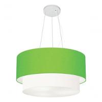 Lustre Pendente Duplo Cilíndrico Vivare Md-4061 Cúpula Tecido 50x40cm - Bivolt Verde-limão-branco 127/220v