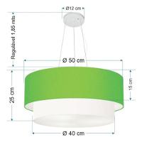 Lustre Pendente Duplo Cilíndrico Vivare Md-4061 Cúpula Tecido 50x40cm - Bivolt Verde-limão-branco 127/220v - 5