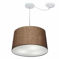 Lustre Pendente Cone Com Desvio De Centro Vivare Md-4277 Cúpula Em Tecido 40x45cm - Bivolt Café 127/220v - 1