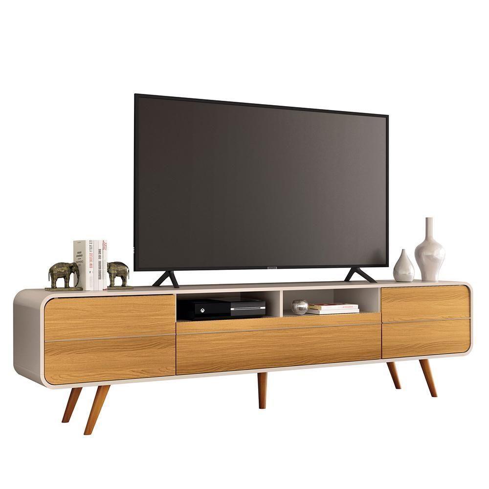 Rack Bancada época 2.2 Off White-cinamomo Para Tv Até 85? - Hb Móveis Off White-cinamomo - 1