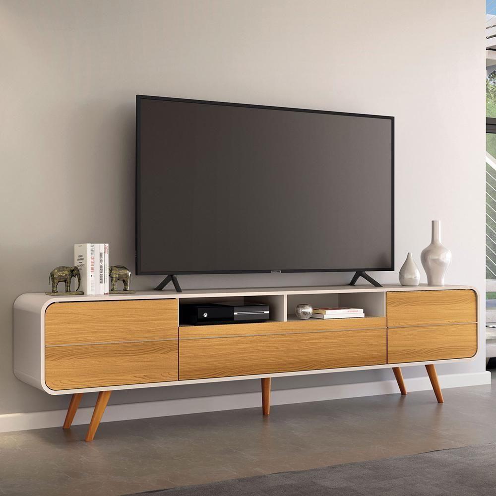 Rack Bancada época 2.2 Off White-cinamomo Para Tv Até 85? - Hb Móveis Off White-cinamomo - 2